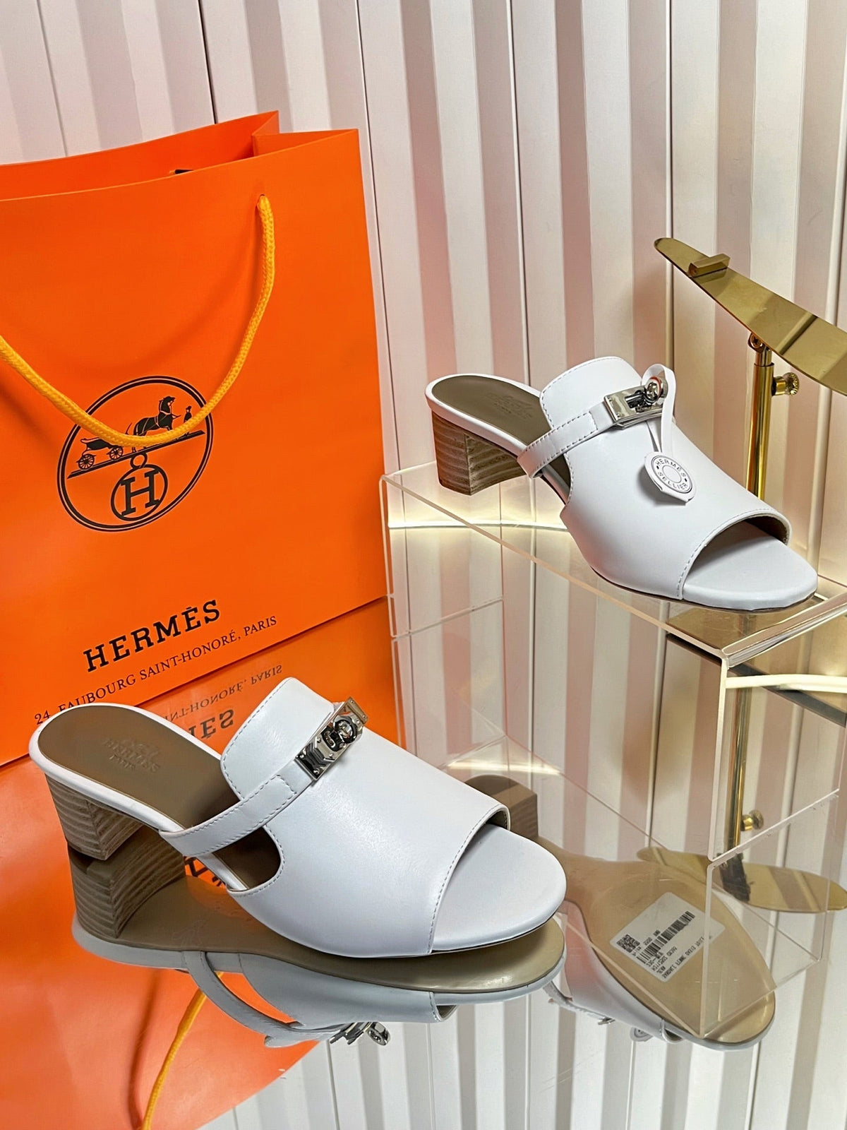 HM Candy Sandal 5cm White Calfskin 616224