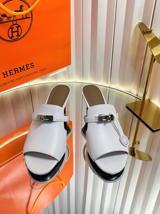 HM Cute Sandal 7cm White Calfskin 616212