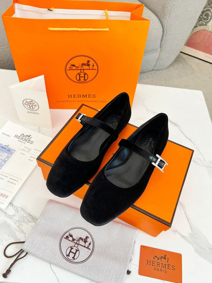 Jane Ballet Flat Black Suede 214064