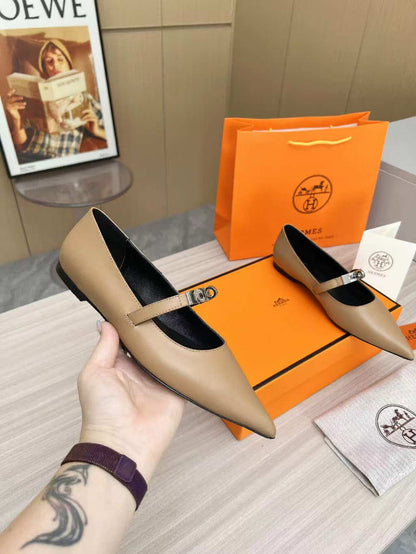 Kiara Slingback Flat Brown Calfskin 214055
