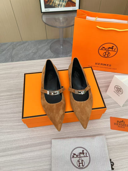 Kiara Slingback Flat Brown Suede 214061