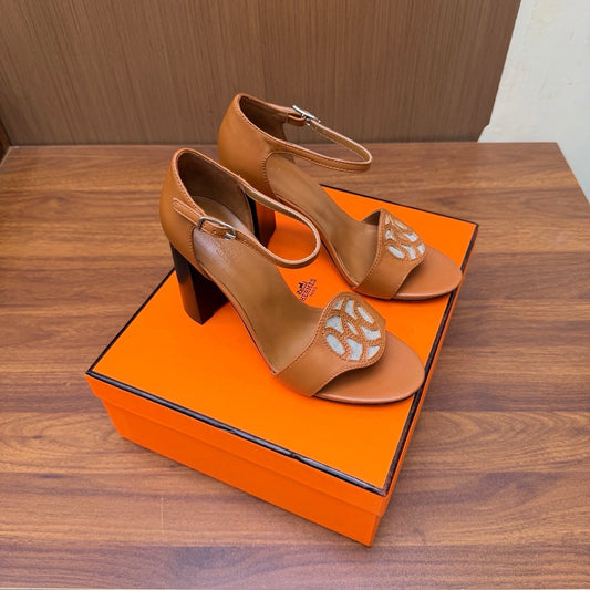 HM 26s Marquise Sandal 85mm In Camel Brown Calfskin