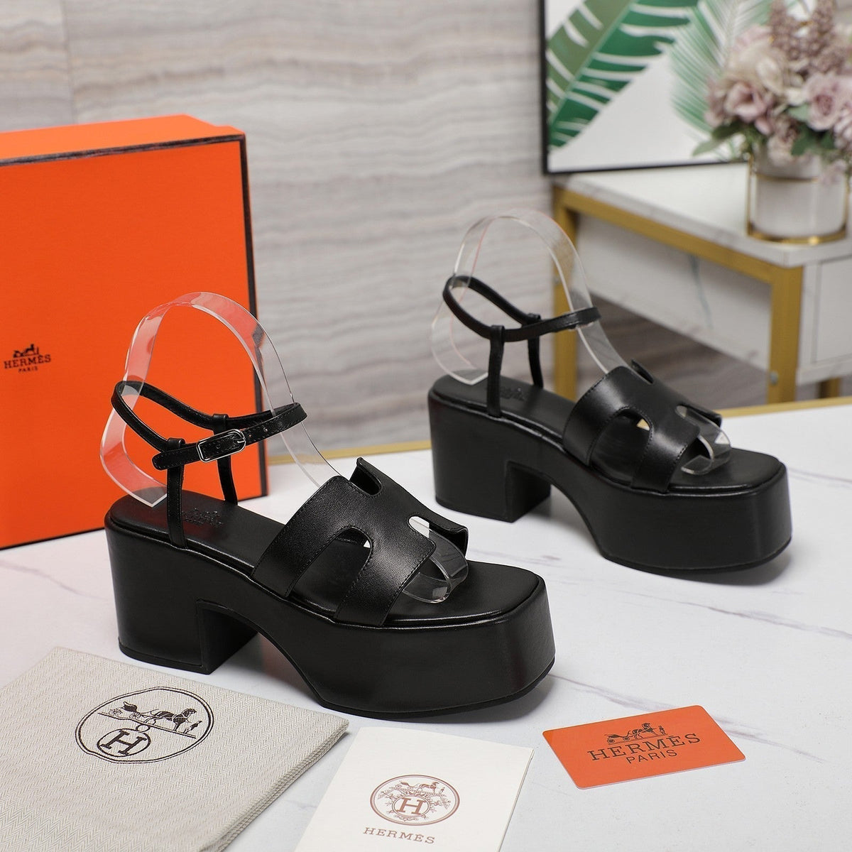 HM Jam 70 sandal In Black Calfskin 120305
