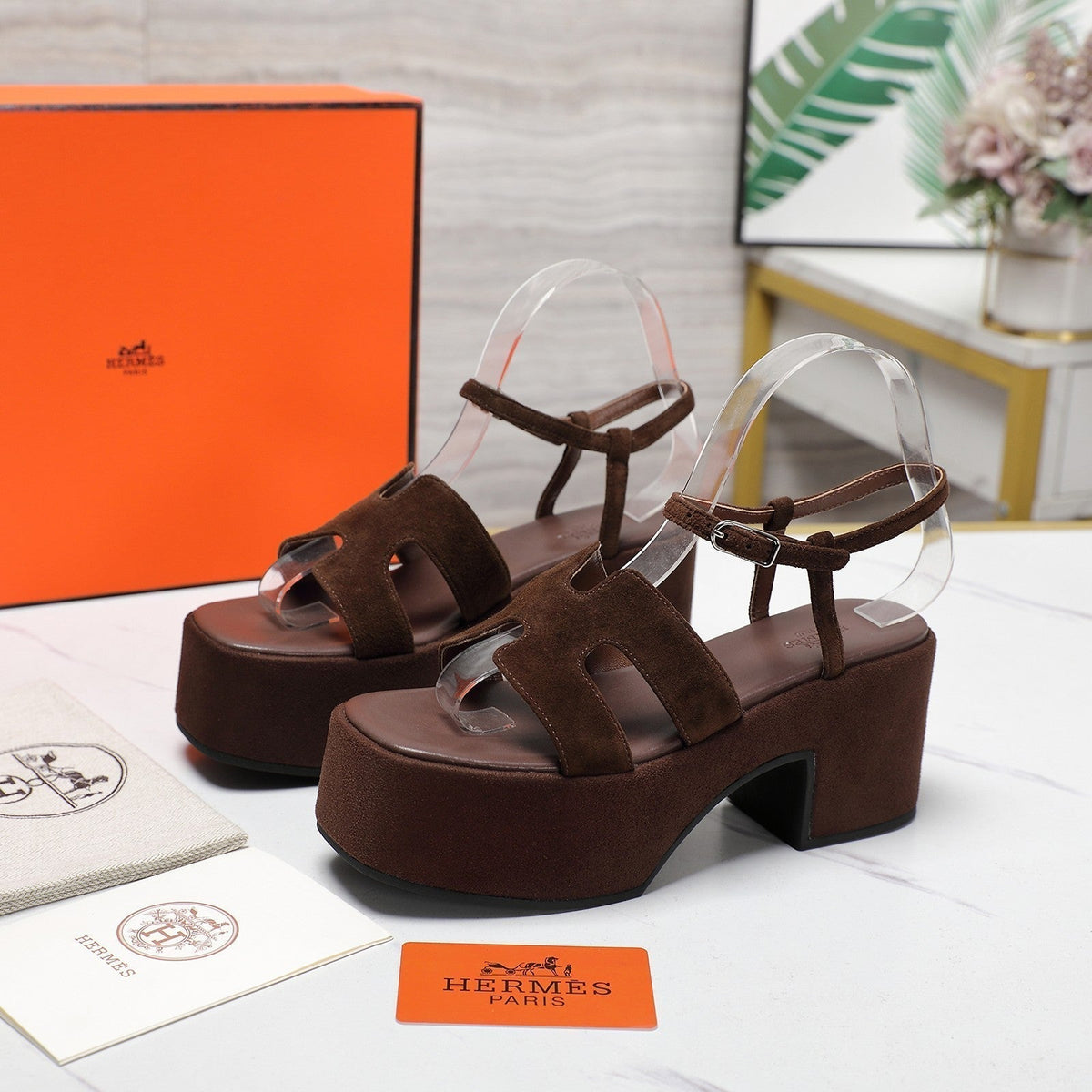 HM Jam 70 sandal In Chocolate Suede 120317