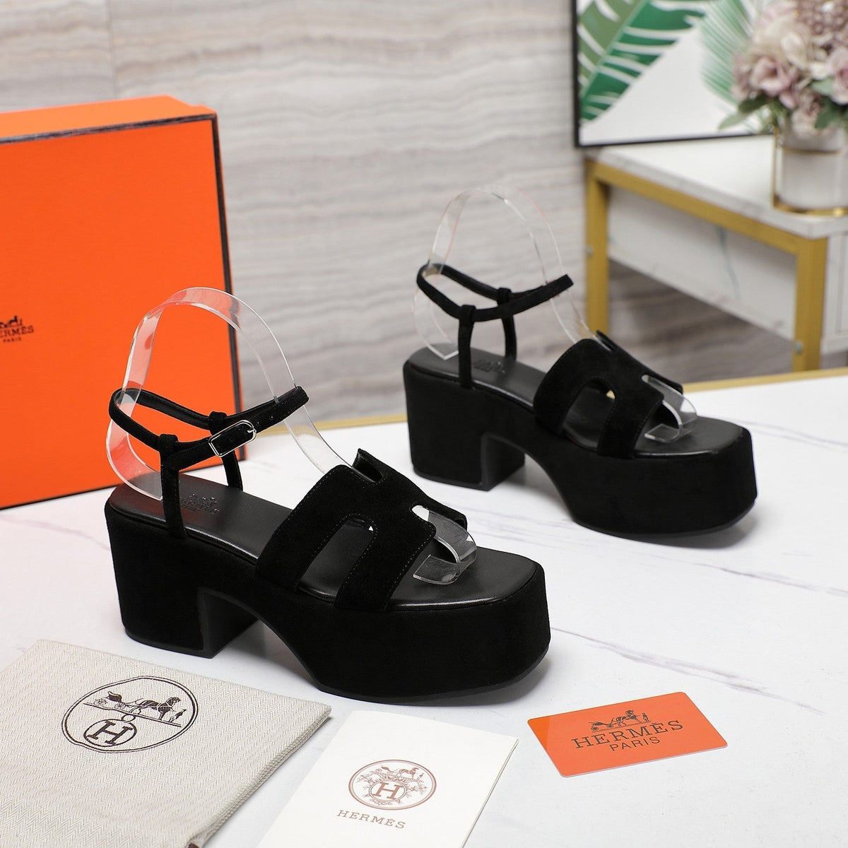 HM Jam 70 sandal In Black Velvet 120319