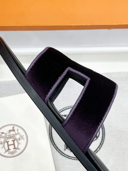 0ran sandal purple velvet goatskin