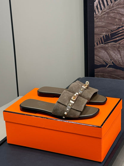 HM Giulia Sandal Army Green Calfskin with Suede 212729
