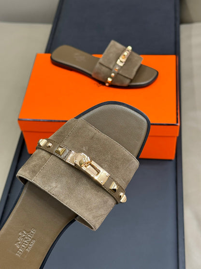 HM Giulia Sandal Army Green Calfskin with Suede 212729