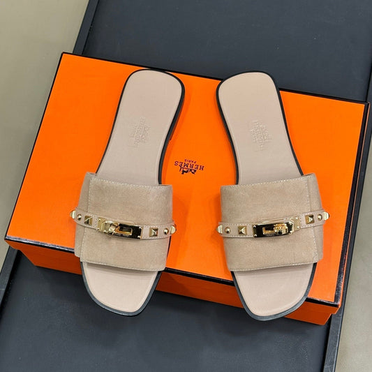 HM Giulia Sandal Beige Lin Calfskin with Suede 212730