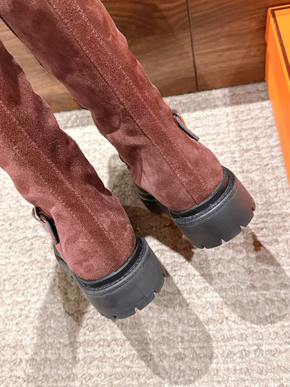 HM 25 High Boots Chocolate Brown Suede 512533