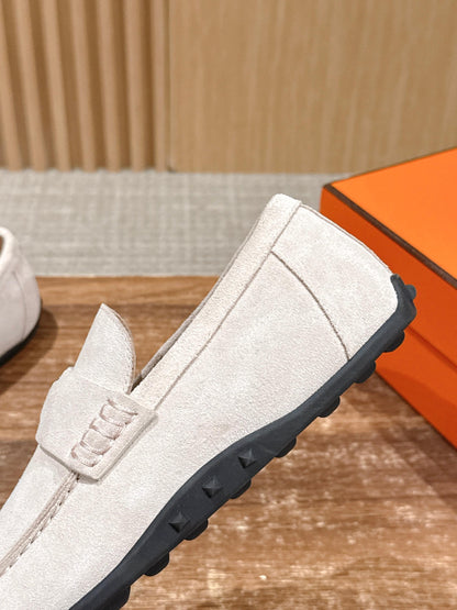 HM Lazy Loafers Light Mist Gray Suede 553760