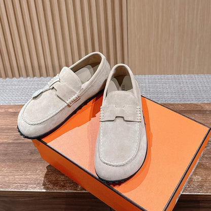 HM Lazy Loafers Soft Cream Suede 553761