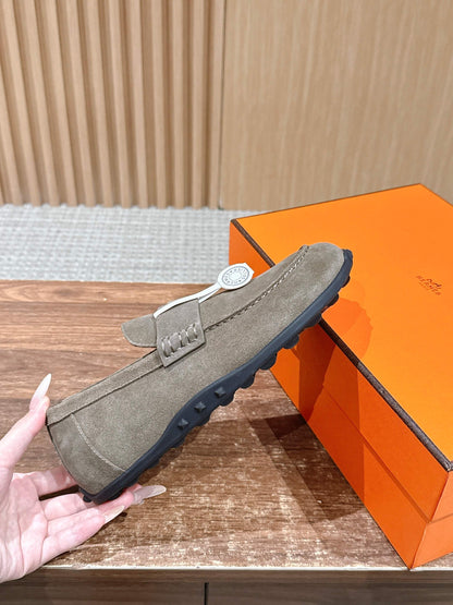 HM Lazy Loafers Warm Taupe Suede 553762