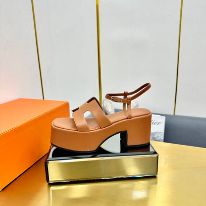 HM Platform Slingback Brown Calfskin 370755