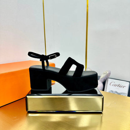 HM Platform Slingback Black Suede 370758