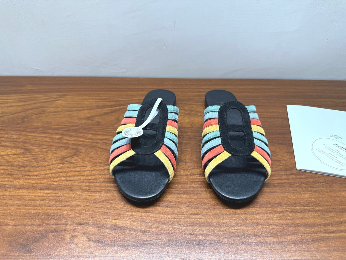 HM Noria Sandals Black Colorful Suede 849481