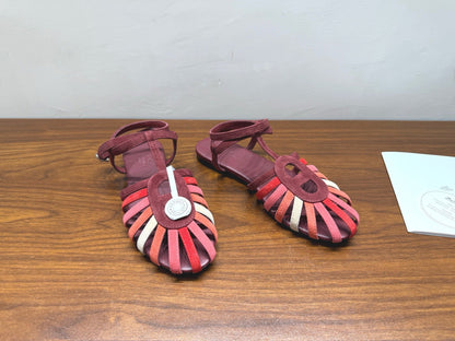 HM Nour Sandals Coffee Burgundy Suede 849490