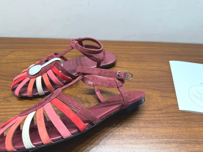 HM Nour Sandals Coffee Burgundy Suede 849490