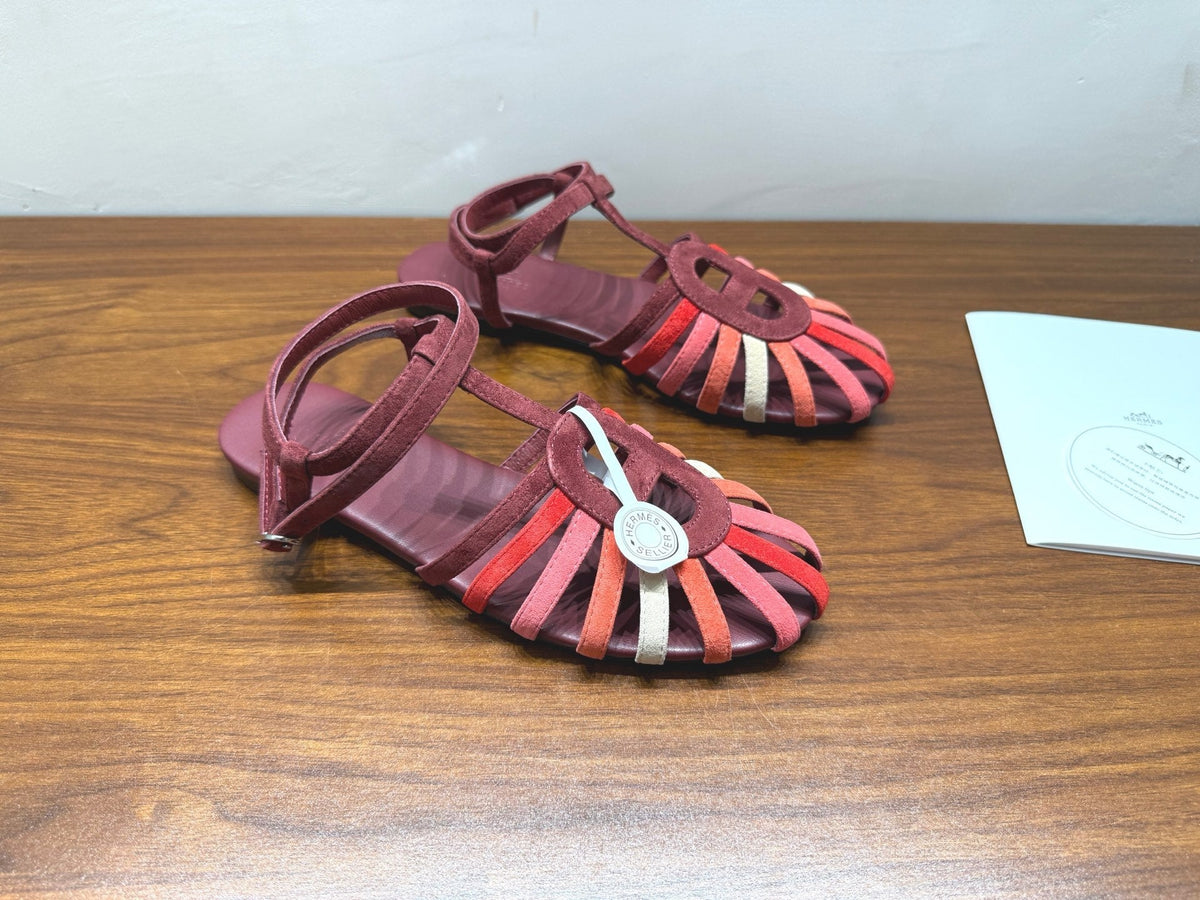 HM Nour Sandals Coffee Burgundy Suede 849490