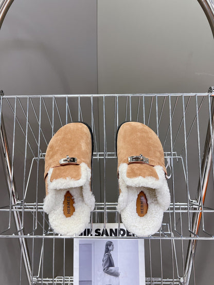 OZ Mule Brown Suede White Shearling