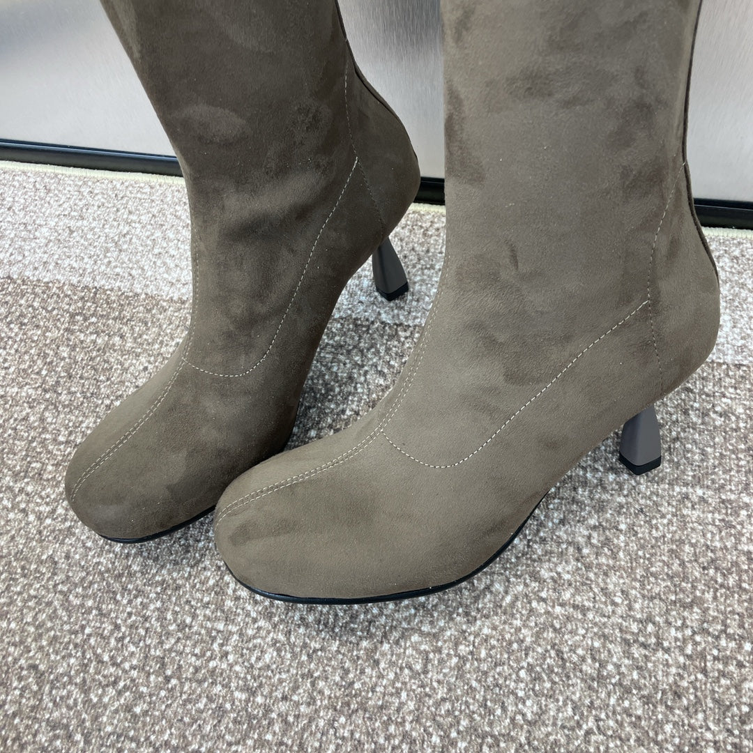 HM High Boots 75mm In Brown Umber Suede 975154