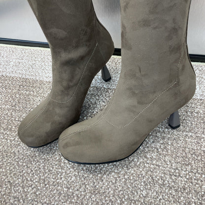HM High Boots 75mm In Brown Umber Suede 975154
