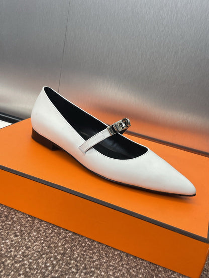 HM 25C Kelly Ballet Flat Gris Clair Calfskin 208267
