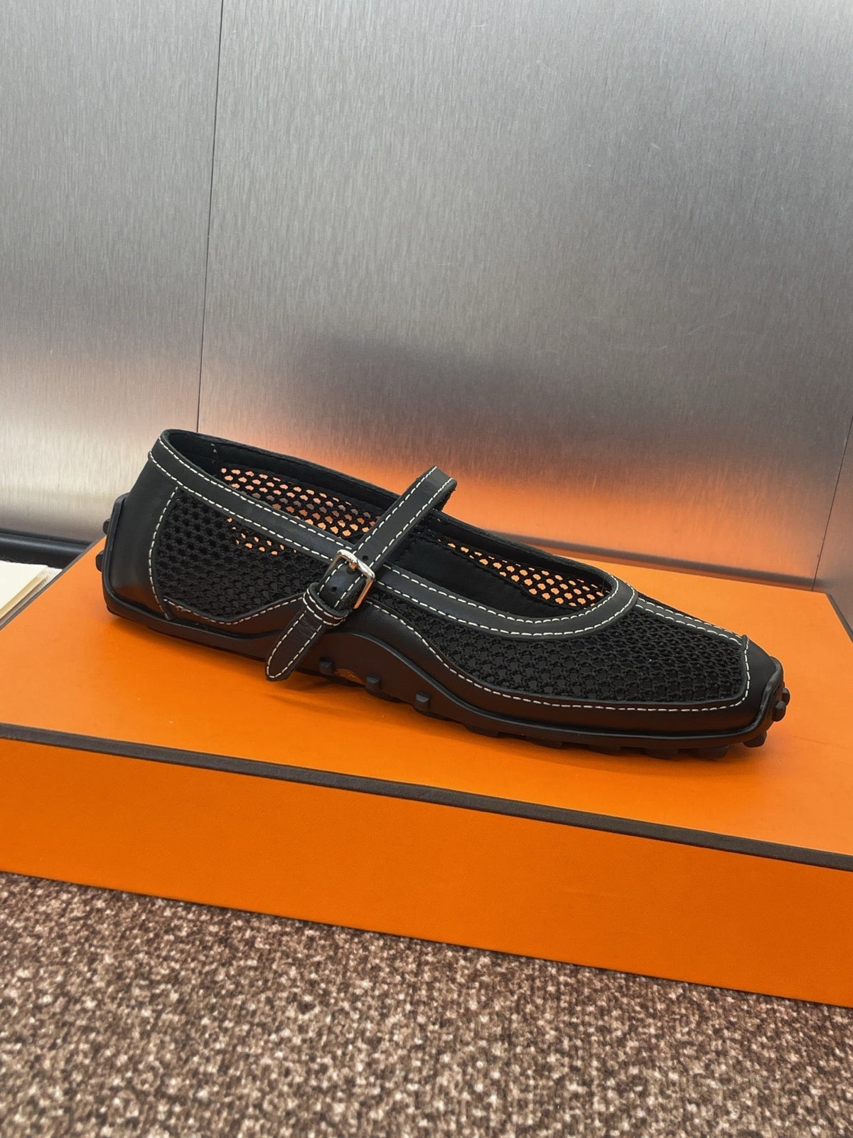 HM 25C Kichu Ballet Flat Black Fabric with Calfskin 208283