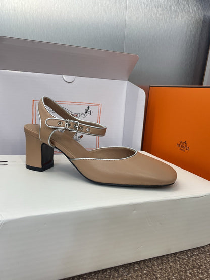 HM 25 Kleo Slingback 6cm Beige Calfskin 372953