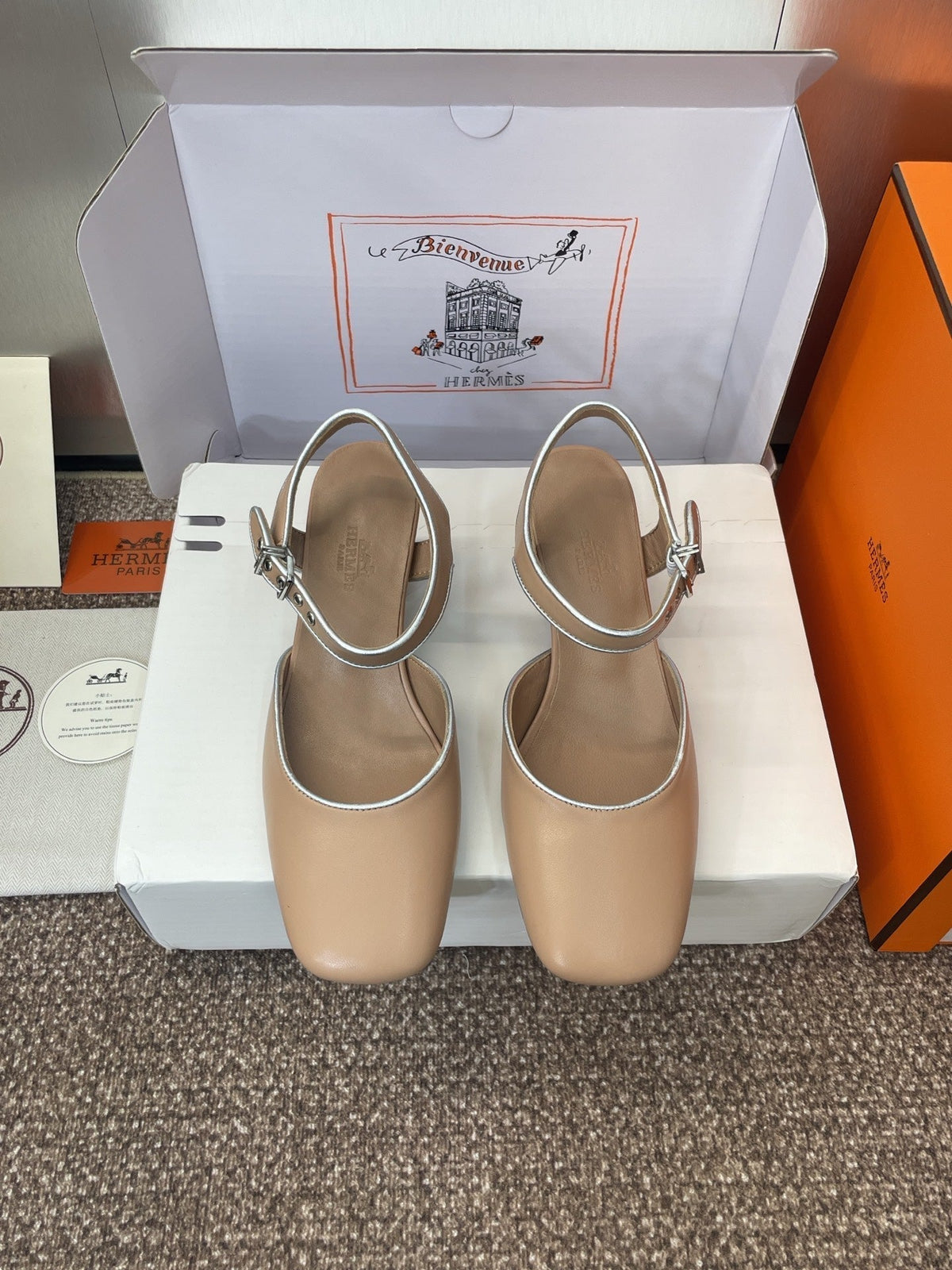 HM 25 Kleo Slingback 6cm Beige Calfskin 372953