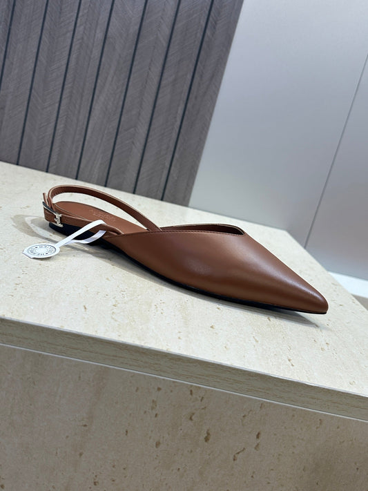HM Nicoletta Slingback Flat Brown Calfskin 830185