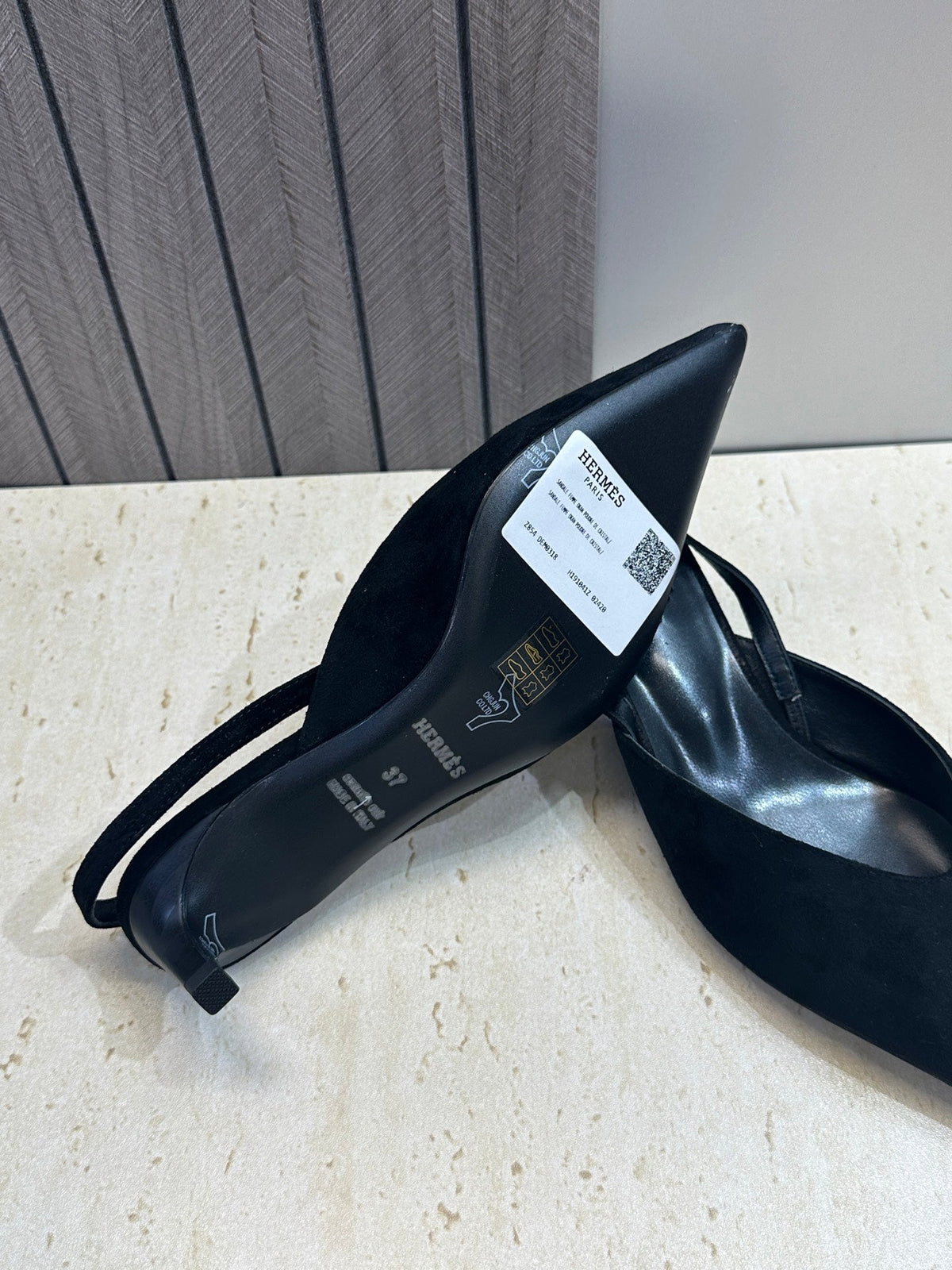 HM Nicoletta Slingback 4cm Black Suede 830189