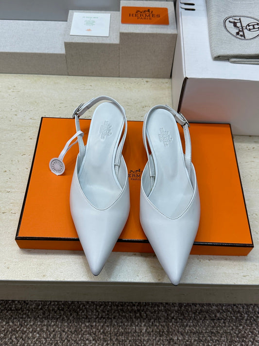 HM Nicoletta Slingback 4cm White Calfskin 830192