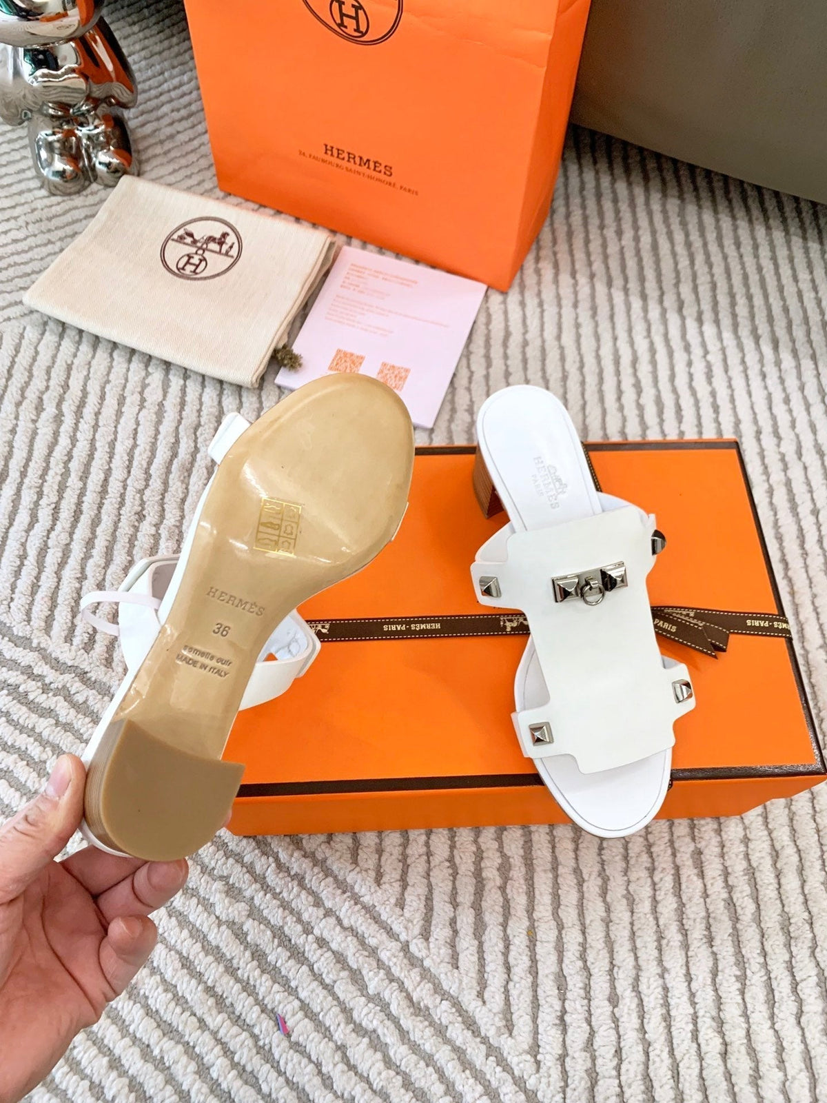 HM Invincible 50 Sandal White Lambskin 963262