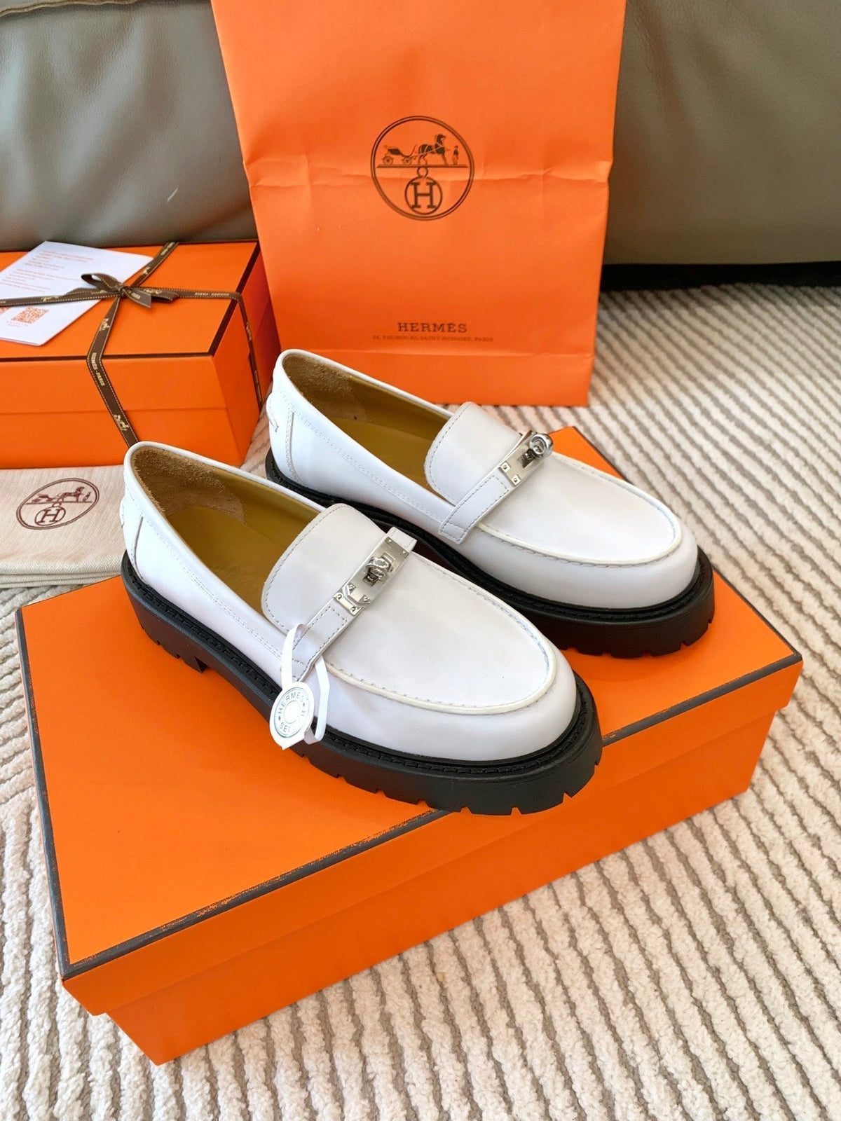 HM Icone Loafer White Nappa Goat Leather  963173