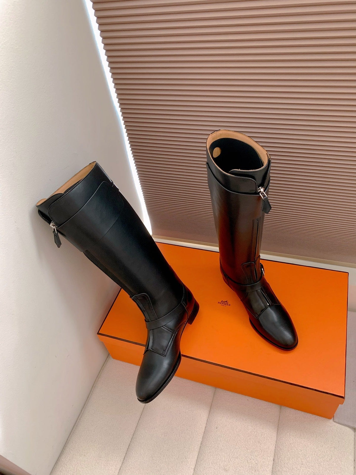 HM Riding Boots Black Cowhide 464356