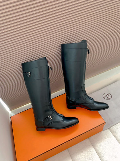 HM Riding Boots Black Cowhide 464356