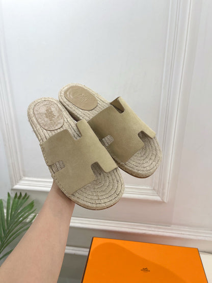 HM Antigua Espadrille Beige Suede Raffia 631938