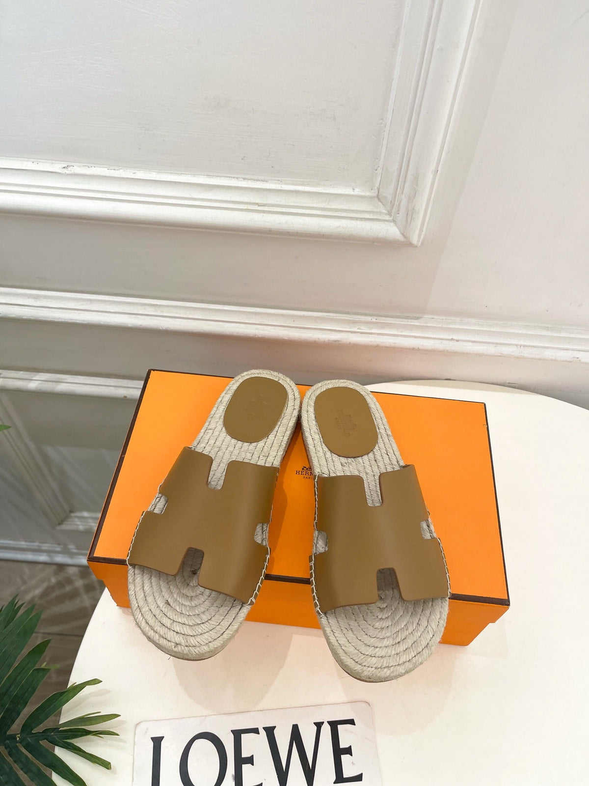 HM Antigua Espadrille Tan Leather Raffia 631946