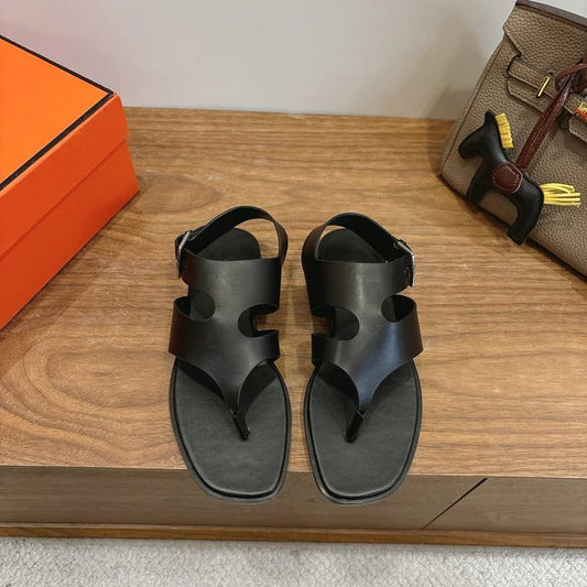 HM 26ss Thong Sandal Black Calfskin 638406