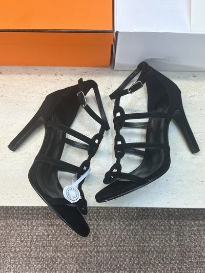 HM 26ss High Heels Sandals 95 Black Suede 633225