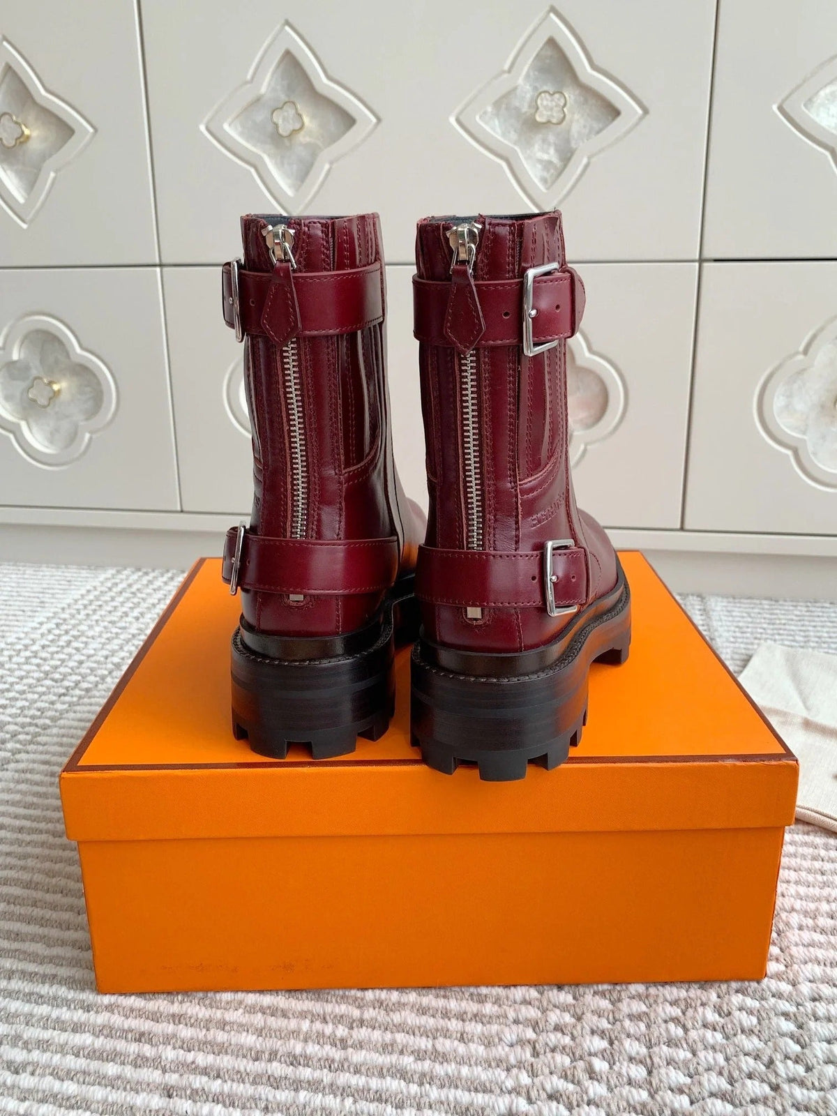 HM JAIME ANKLE BOOT IN BURGUNDY RED CALFSKIN