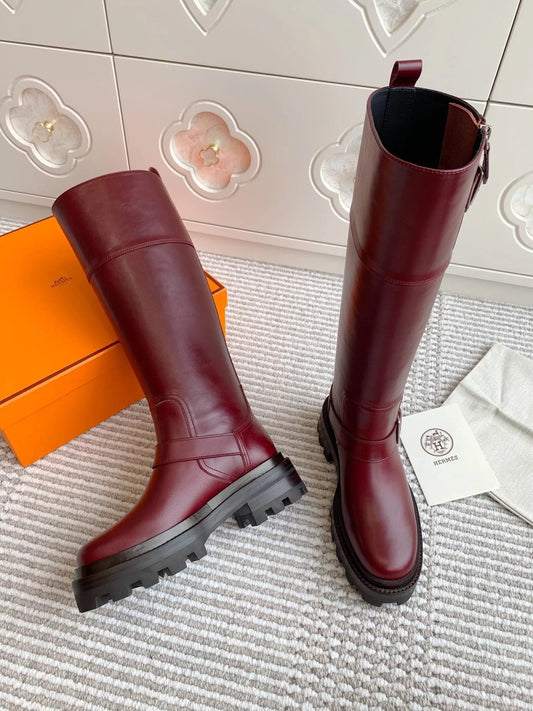 HM JAIME BOOT IN BURGUNDY RED CALFSKIN