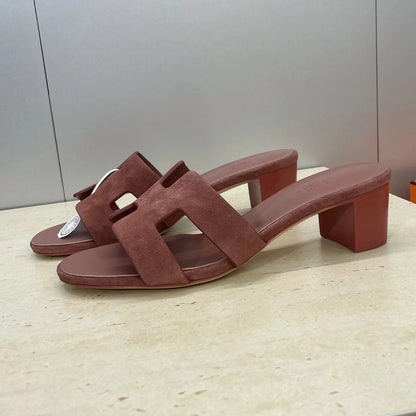 HM 26ss Oran Sandals 45 Dusty Rose Suede Cowhide 607217