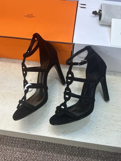 HM 26ss High Heels Sandals 95 Black Suede 633225