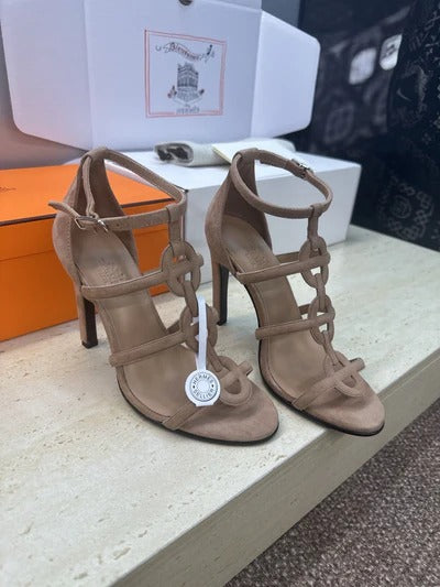 HM 26ss High Heels Sandals 95 Taupe Suede 633222
