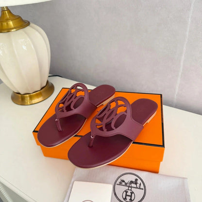 HM 26ss Pig-Nose Slipper Burgundy Leather 605909