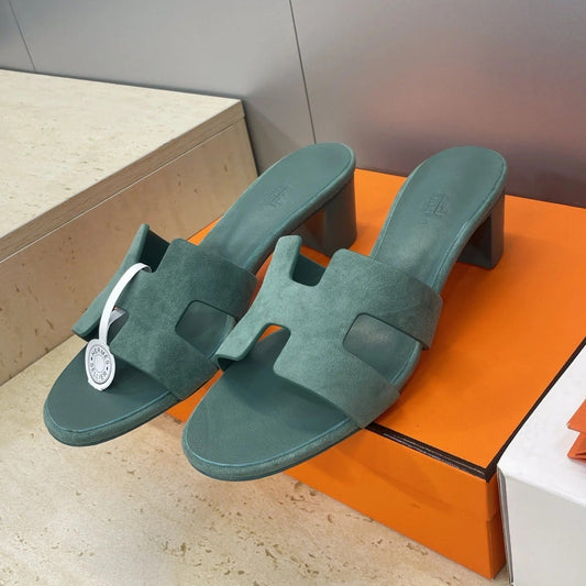 HM 26ss Oran Sandals 45 Moss Green Suede Cowhide 607213