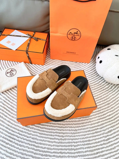 G0 MULE BROWN SUEDE SHEARLING