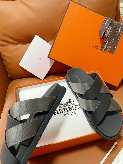 HM 2026 Cross Sandals Black Calfskin 667288
